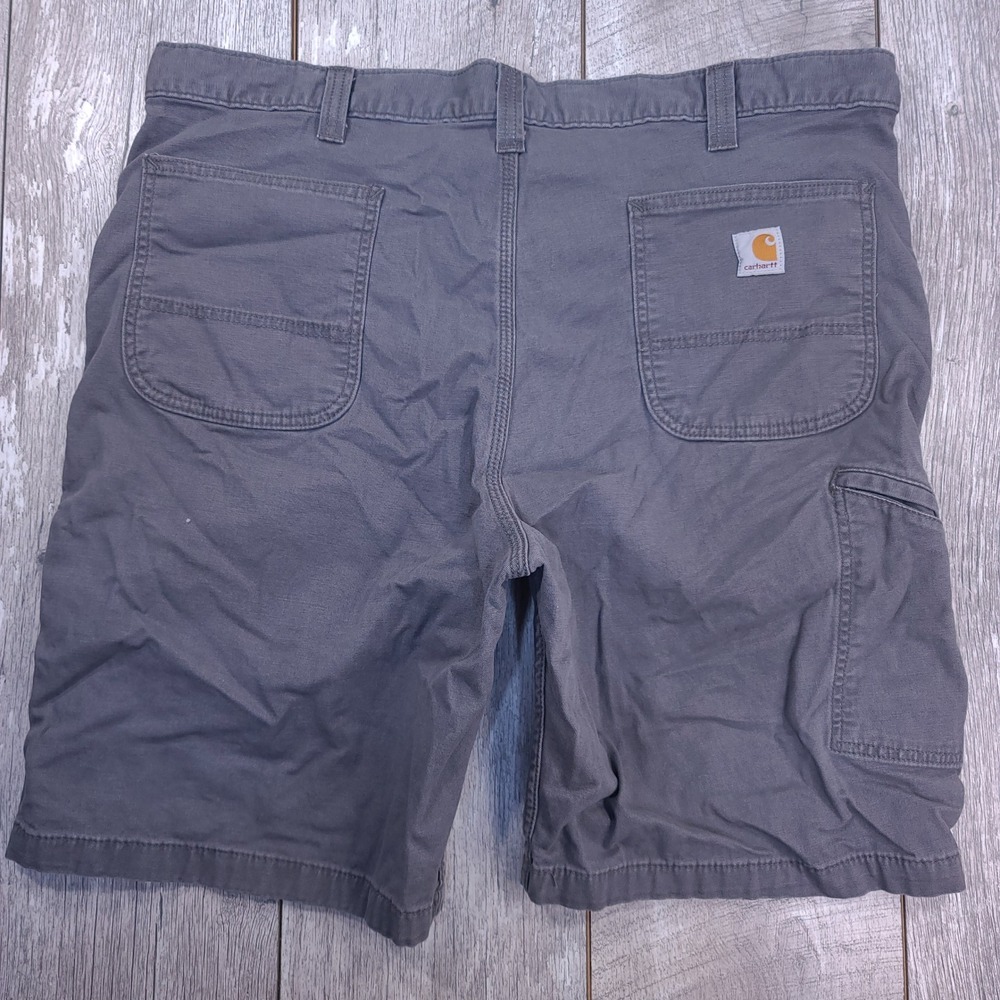 Carhartt Work Shorts Mens 42 Gray Relaxed Fit Canvas Rugged Flex 102514-039 - Picture 2 of 7